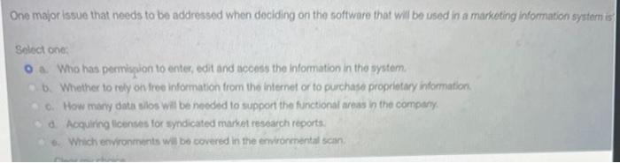 pls answer the question One major issue that