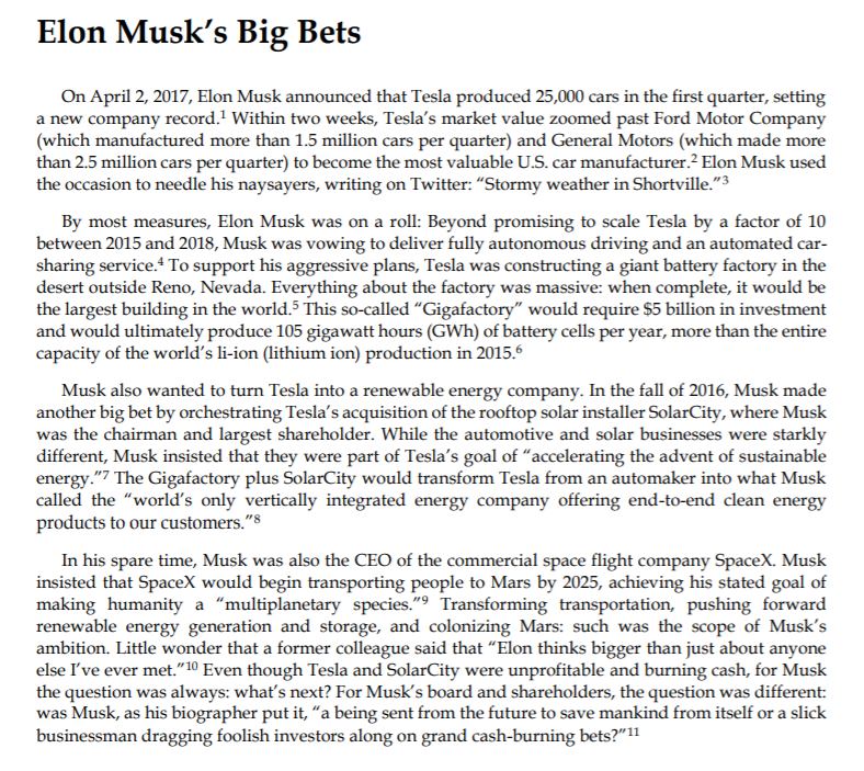 Please read the attached Tesla HBR case. Please