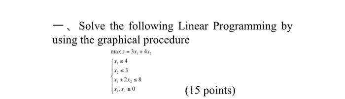 Solve the following Linear Programming by using