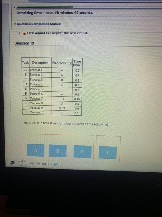 Remaining Time: 1 hour, 36 minutes, 44 seconds.