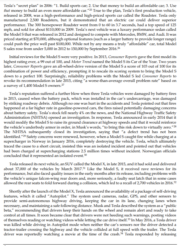 Please read the attached Tesla HBR case. Please