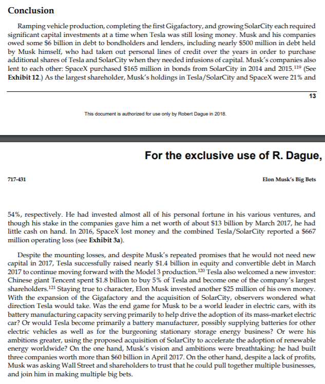 Please read the attached Tesla HBR case. Please