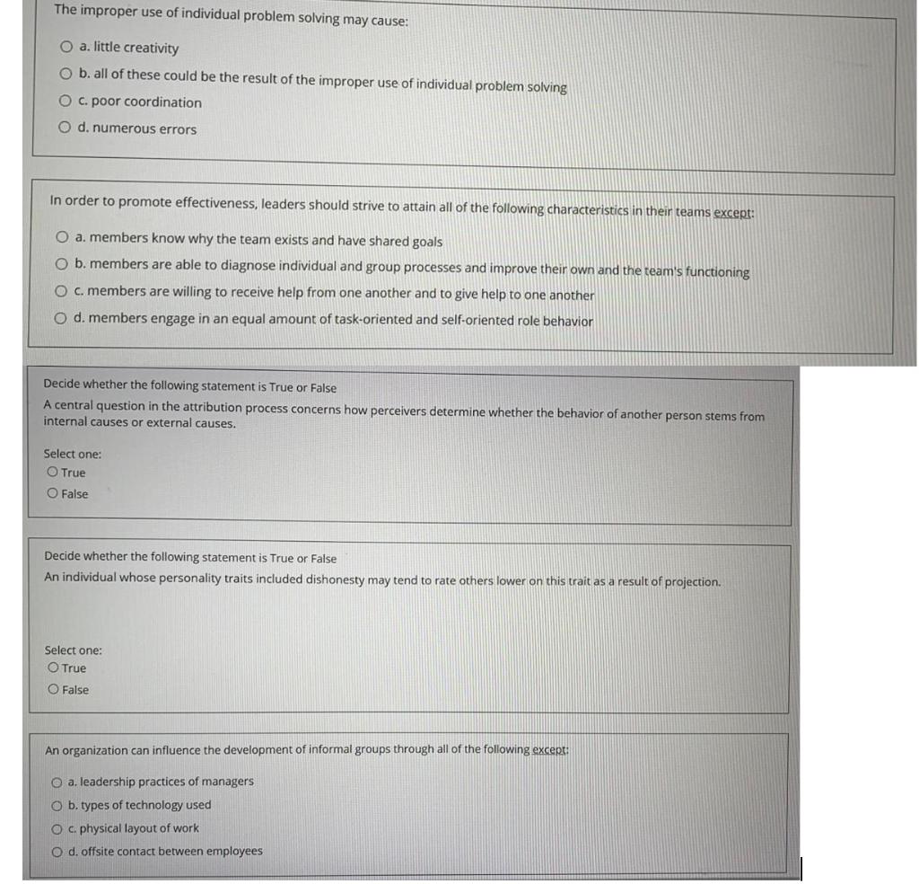 The improper use of individual problem solving