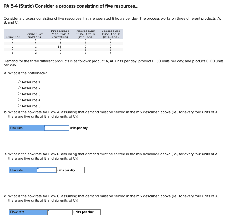 PA 5-4 (Static) Consider a process consisting of