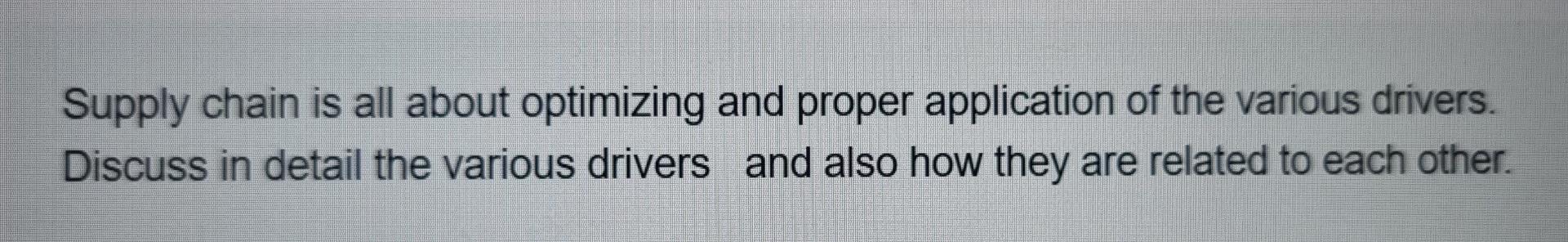 Supply chain is all about optimizing and proper