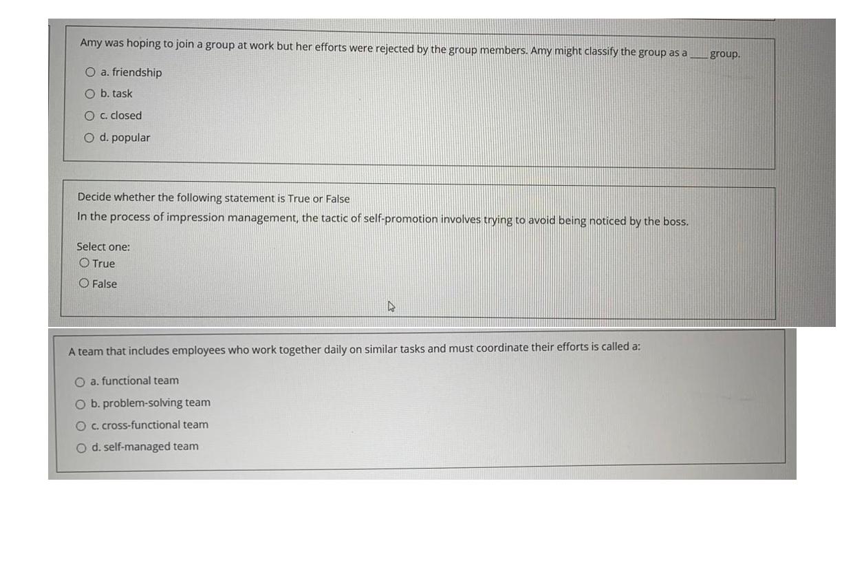 Amy was hoping to join a group at work but her