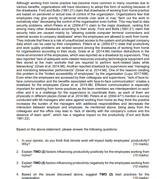 Although working from home practice has become