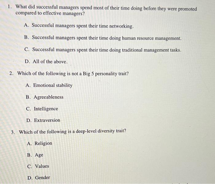 answer all please this is a management class 1.