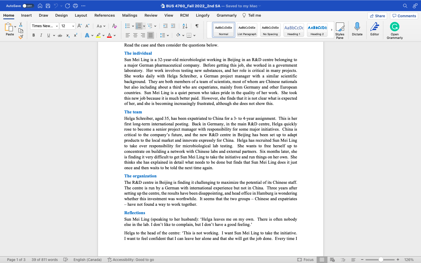 Please read the case study carefully, and answer