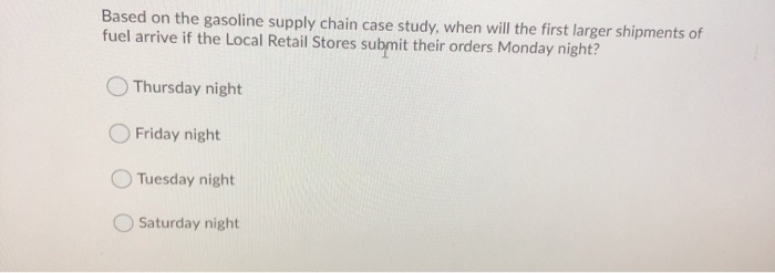 Based on the gasoline supply chain case study,