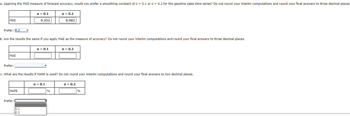 With the gasoline time series data from the given