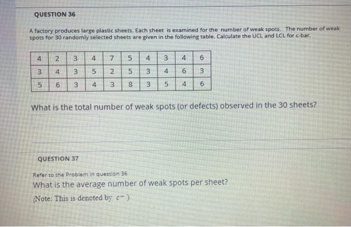 QUESTION 36 A factory produces large plastic