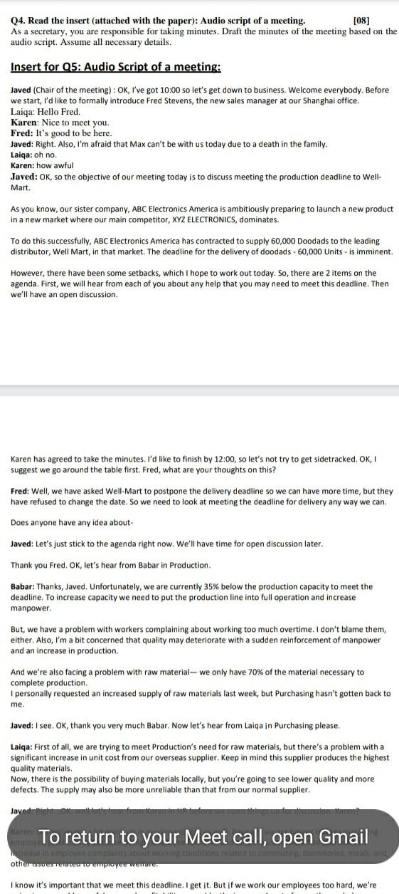 Q4. Read the insert (attached with the paper):