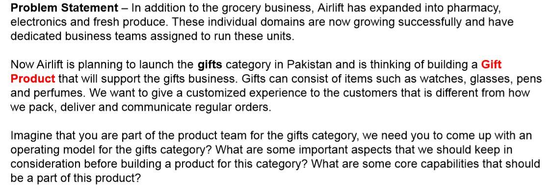 Problem Statement In addition to the grocery