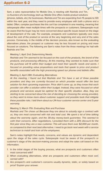 Sam, a sales representative for Mobile One, is