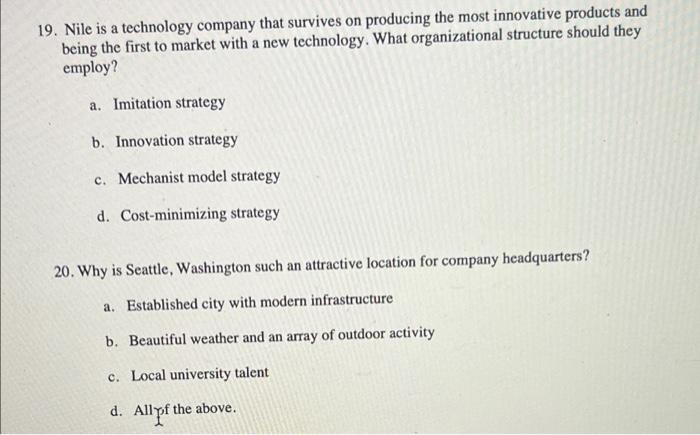 answer all please this is a management class 19.