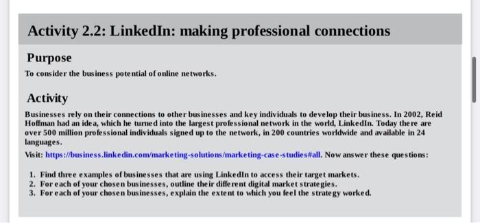 Activity 2.2: LinkedIn: making professional
