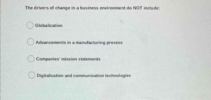 The drivers of change in a business environment