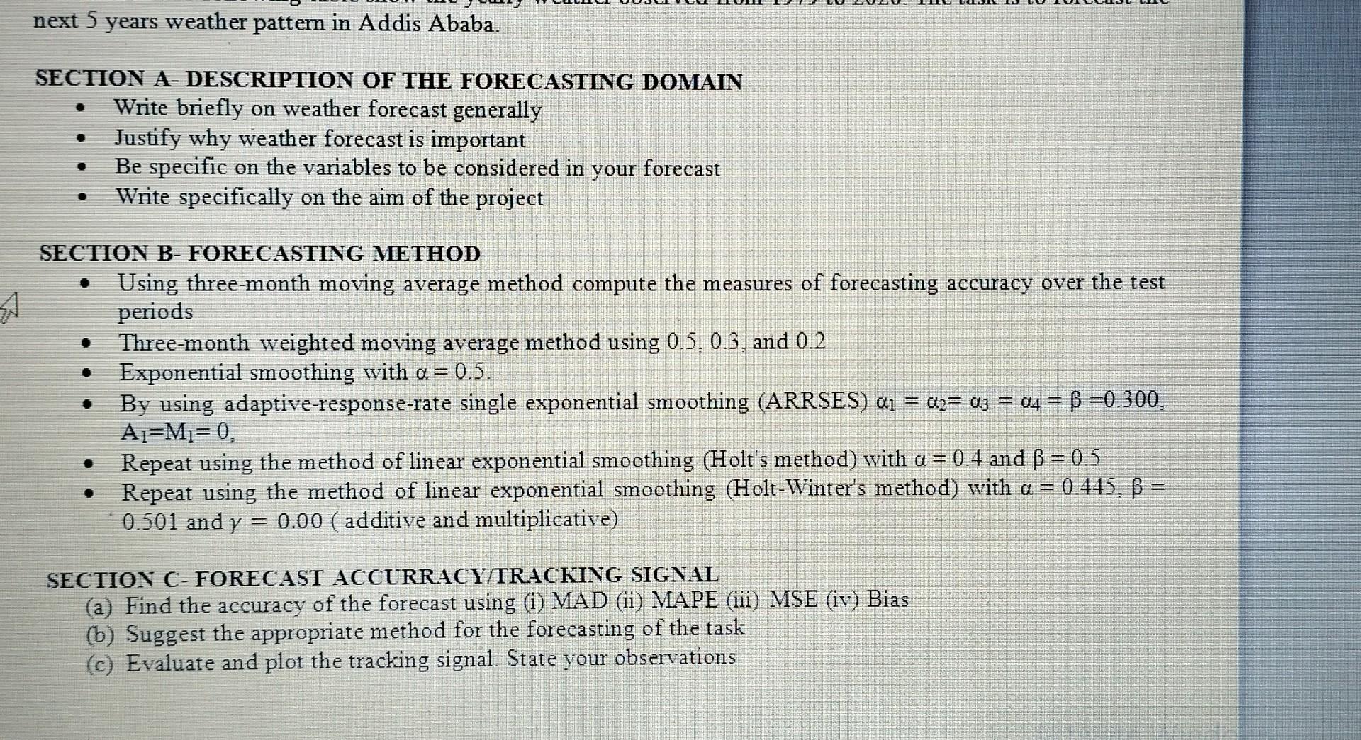 SECTION A- DESCRIPTION OF THE FORECASTING DOMAIN