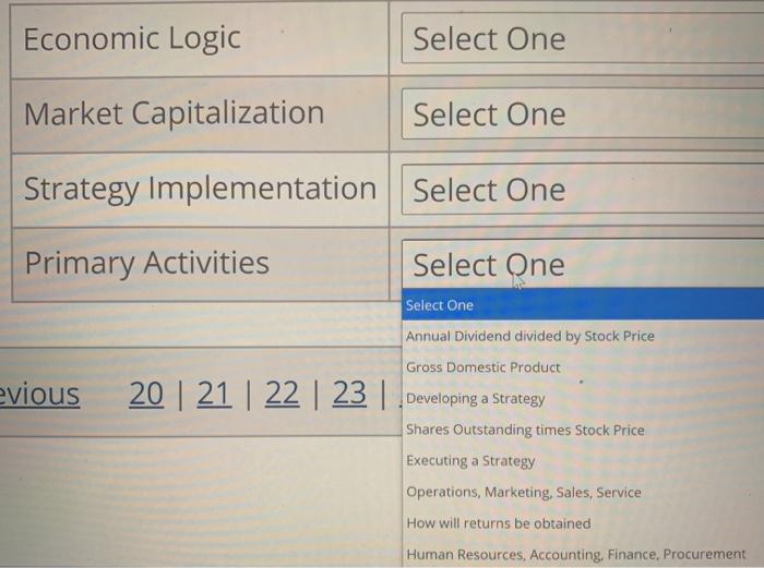 Economic Logic Select One Market Capitalization