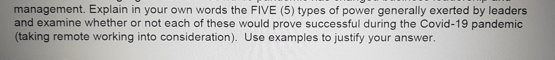 management. Explain in your own words the FIVE