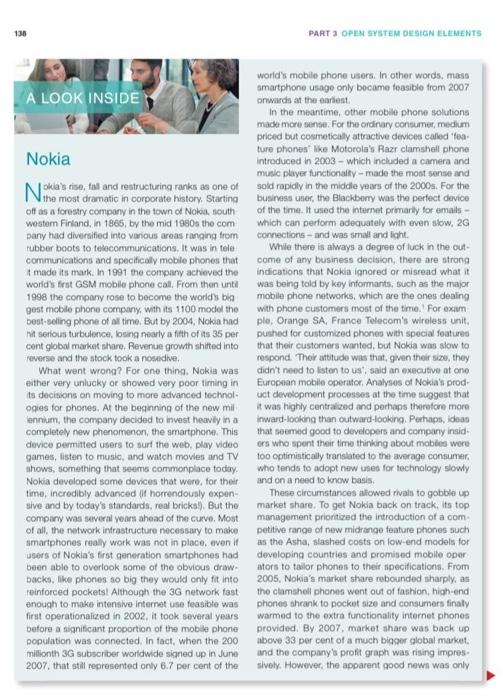 From the case study identify and quote/list the