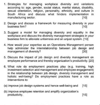 1. Strategies for managing workplace diversity