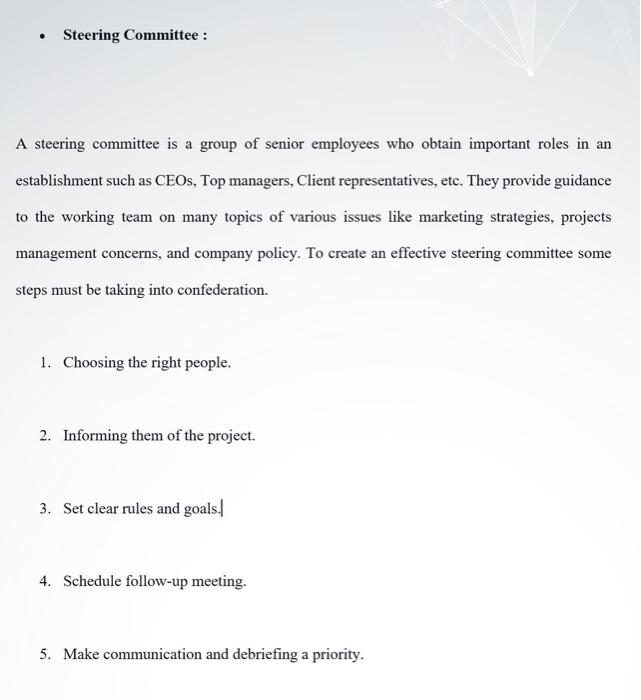 please creat a WBS Create the WBS . Steering