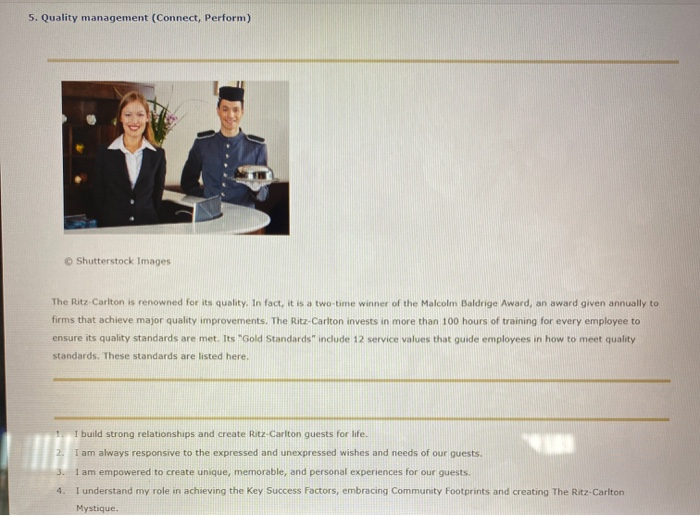 5. Quality management (Connect, Perform)