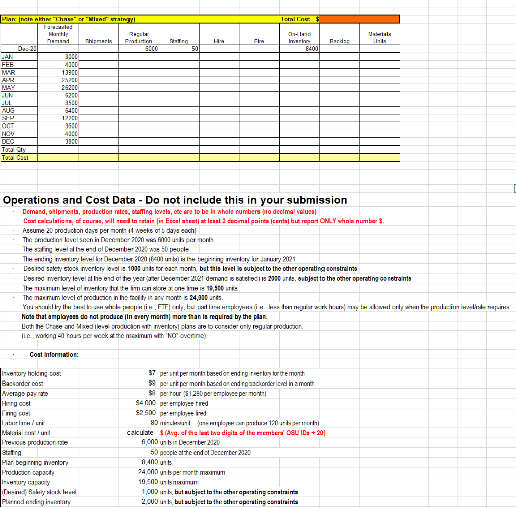Material cost is 78 Please do the Mixed plan only