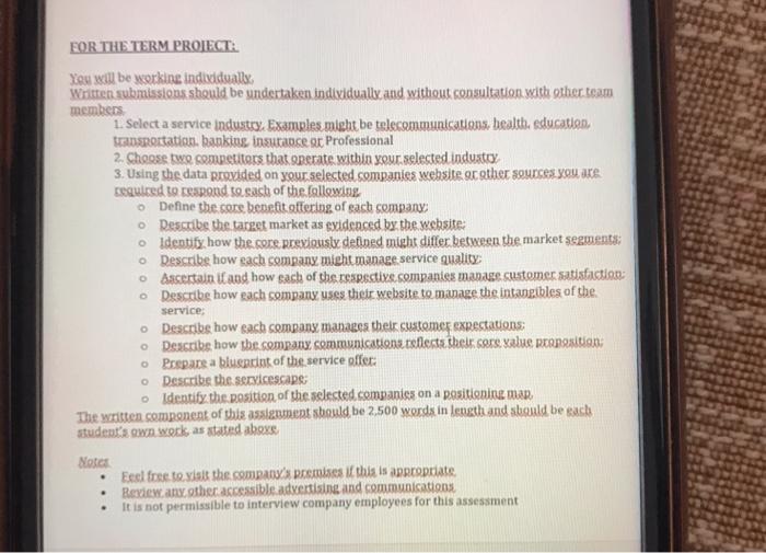 FOR THE TERM PROIECT: You will be working