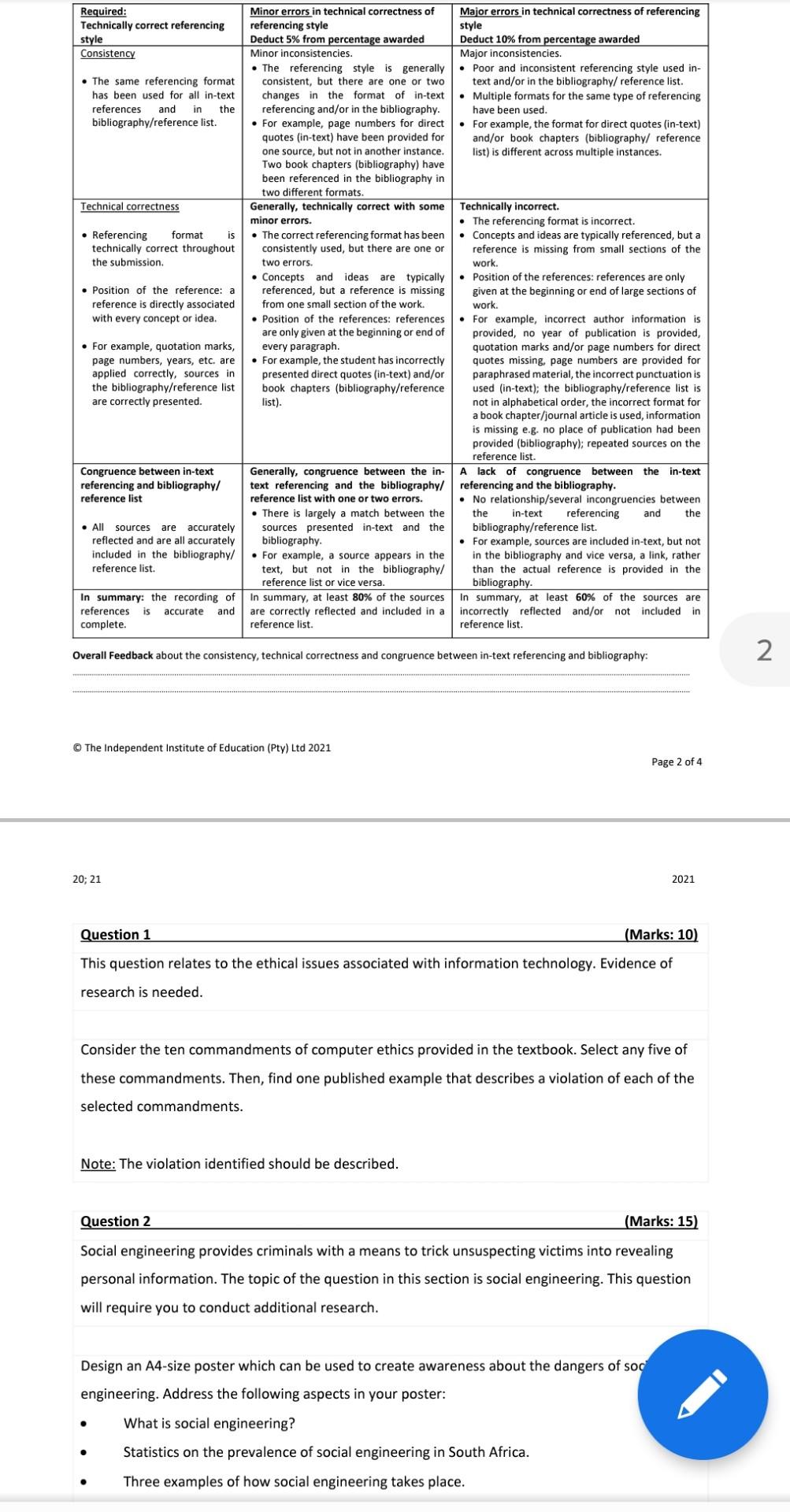 style Required: Technically correct referencing