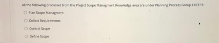 All the following processes from the Project