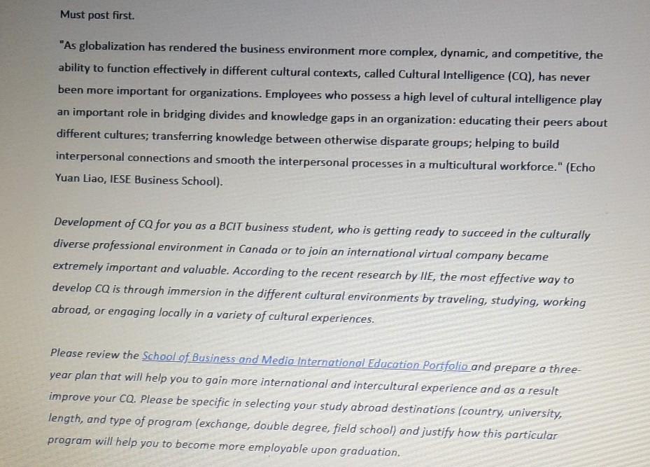 Must post first. "As globalization has rendered