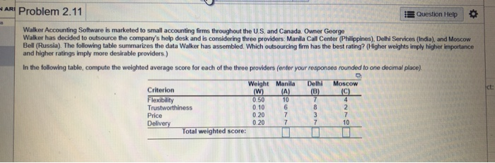 ARI Problem 2.11 Question Help Walker Accounting