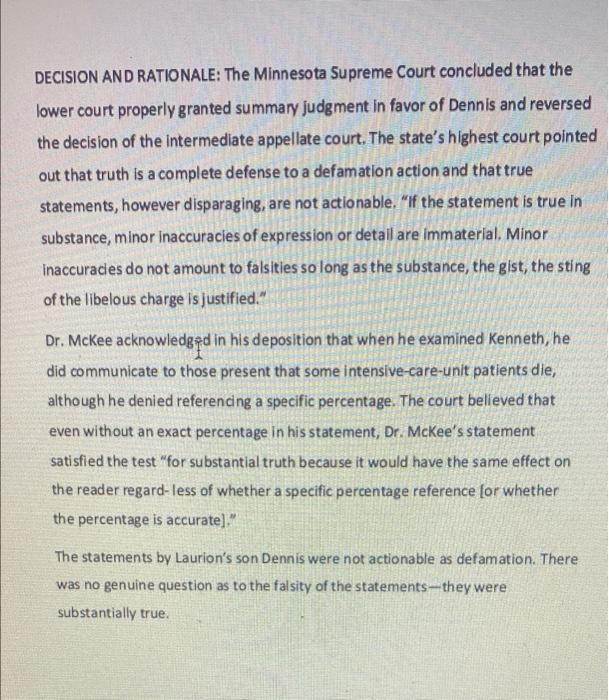 This is the Case 6.1 Mckee v Laurion Case Study