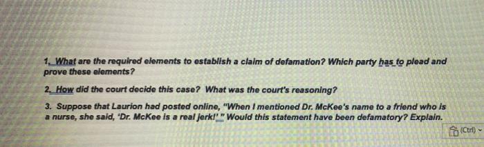 This is the Case 6.1 Mckee v Laurion Case Study