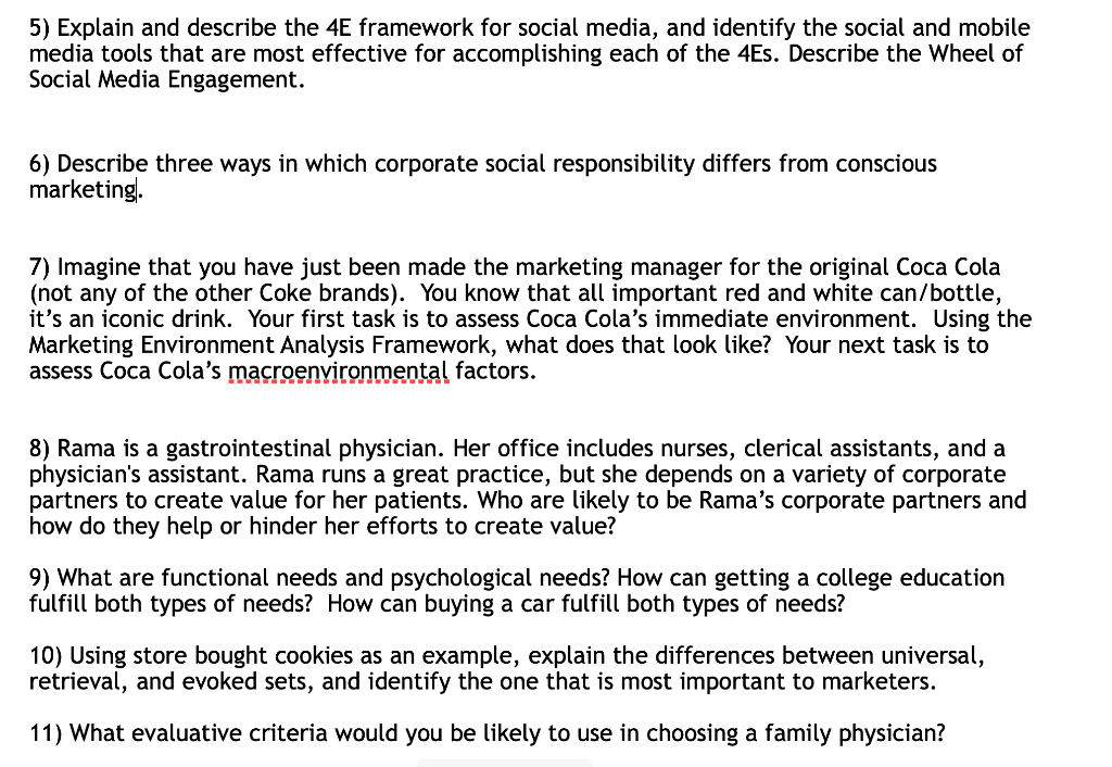 5) Explain and describe the 4E framework for