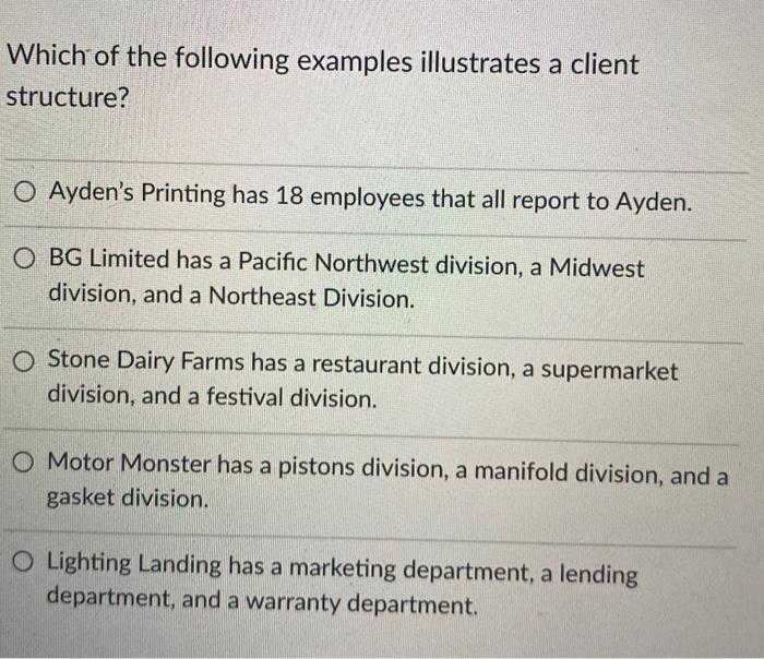 Which of the following examples illustrates a