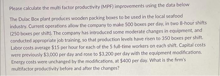 Please calculate the multi factor productivity