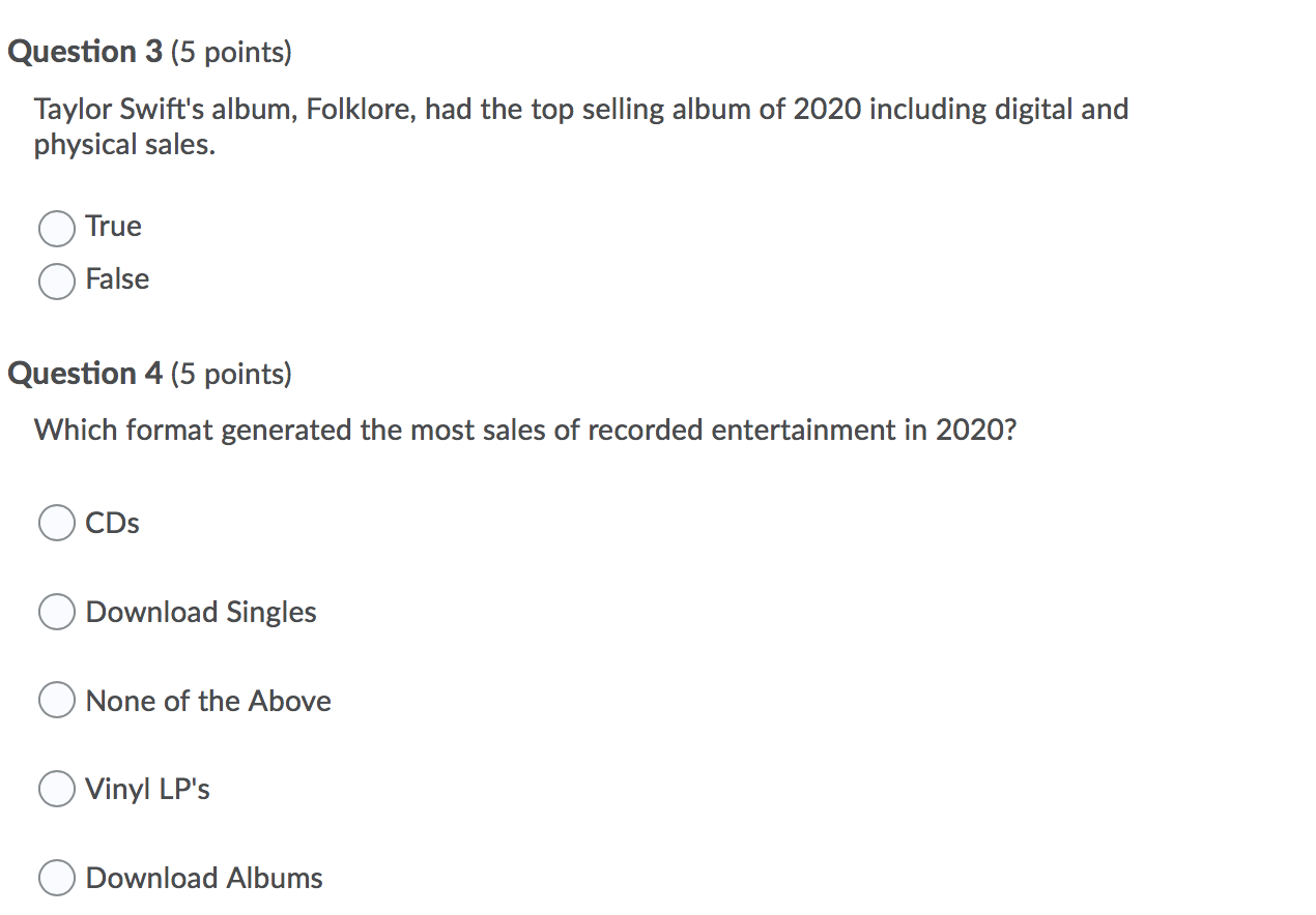 Question 1 (5 points) The first Record Store Day