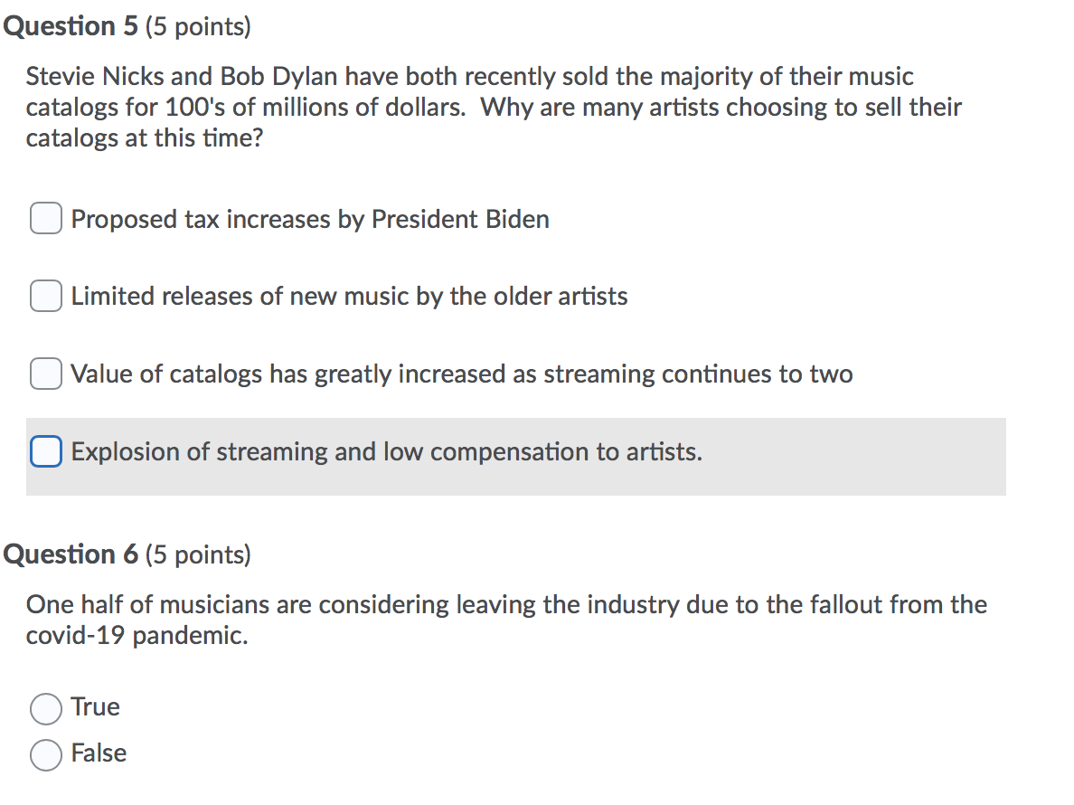 Question 1 (5 points) The first Record Store Day