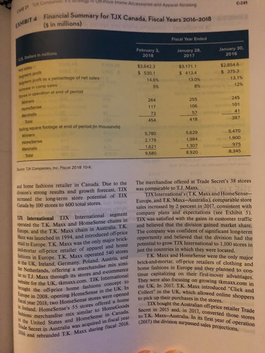 Please answer: 4. Compare TJXs business segments.