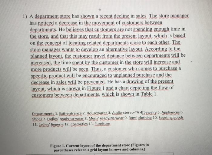 1) A department store has shown a recent decline