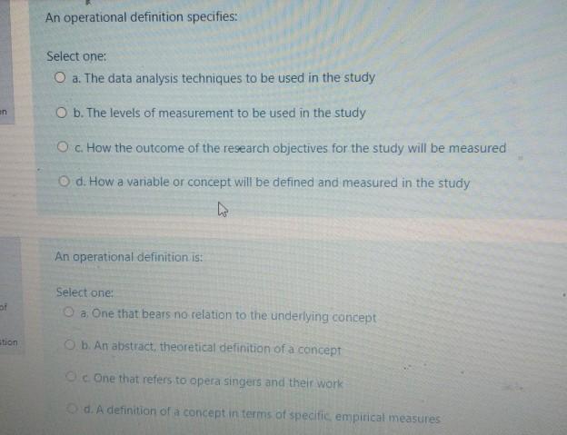 A cross-sectional design is Select one: O a. a