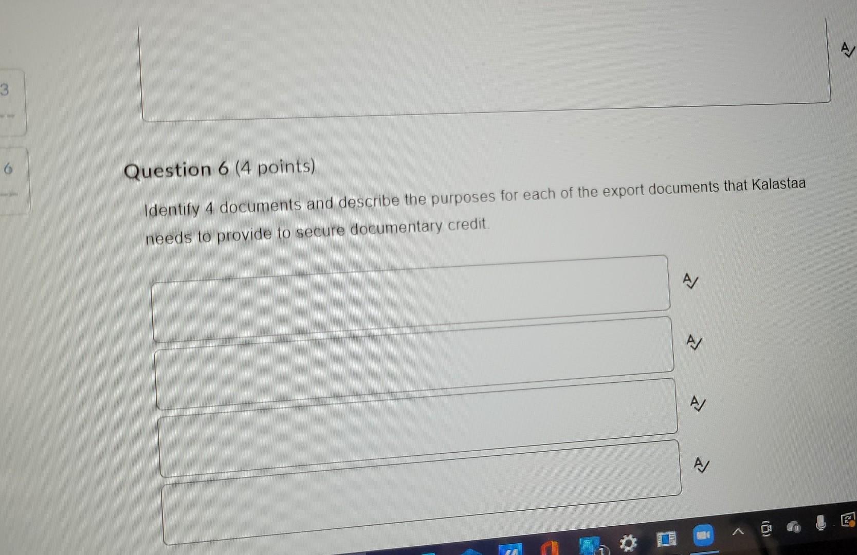 Question 6 (4 points) Identify 4 documents and