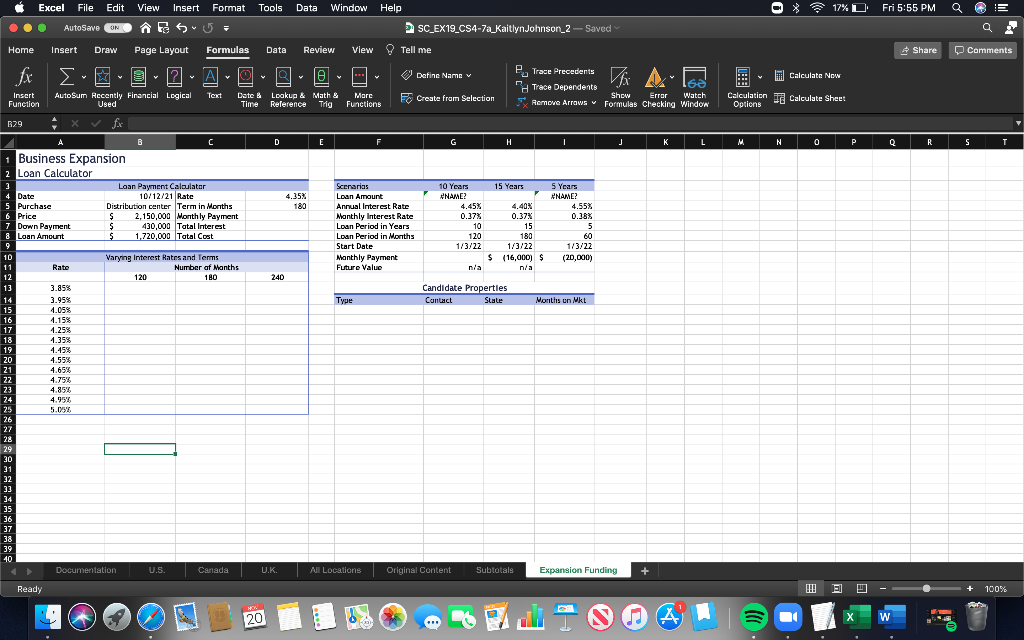 In the range D4:D8, create defined names based on