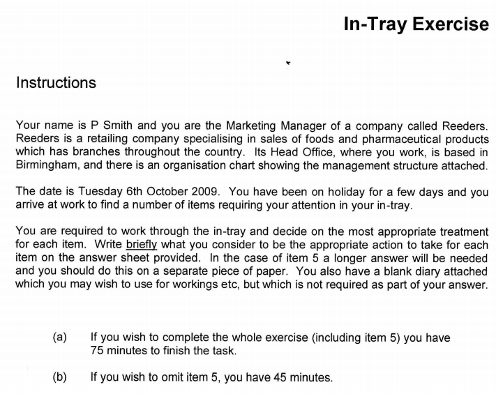 In-Tray Exercise Instructions Your name is P
