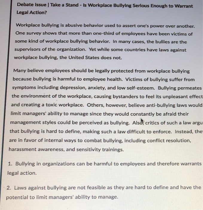 Debate Issue | Take a Stand - Is Workplace