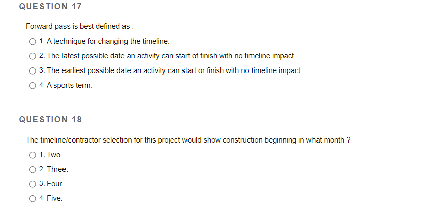 QUESTION 17 Forward pass is best defined as: 1. A